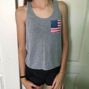 Tank top with american flag pocket